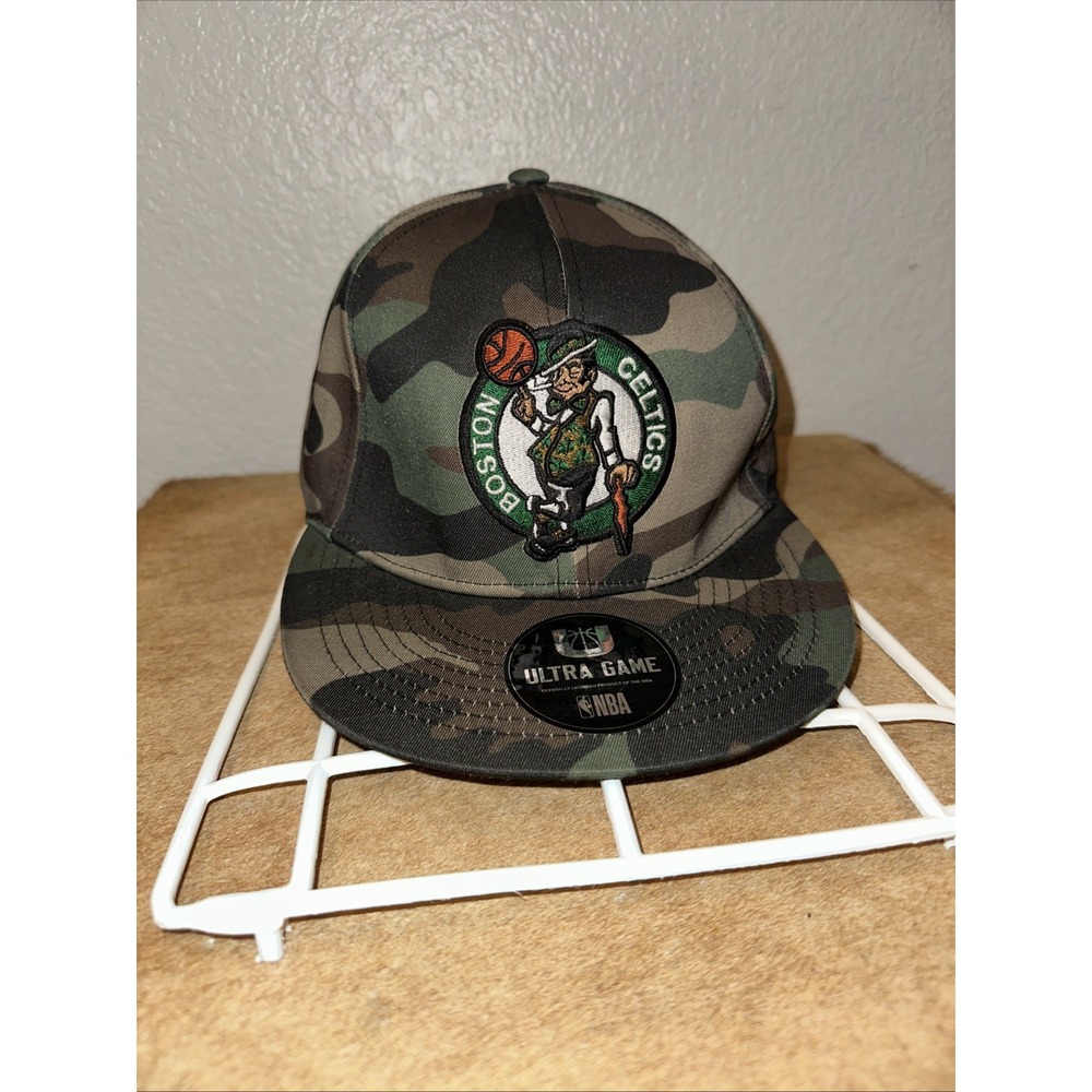 Ultra Game NBA Boston‎ Celtics Embroidered Logo Adjustable Snapback Camo Hat Cap